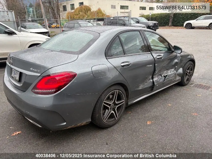 55SWF8EB4LU331573 2020 Mercedes-Benz C 300 4Mati