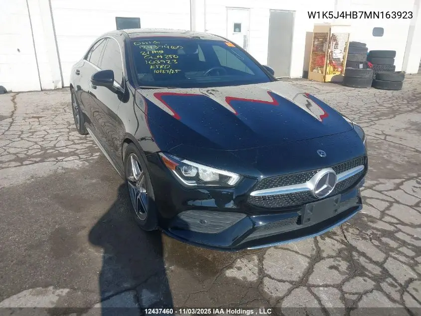 W1K5J4HB7MN163923 2021 Mercedes-Benz Cla 250 Coupe 4Matic