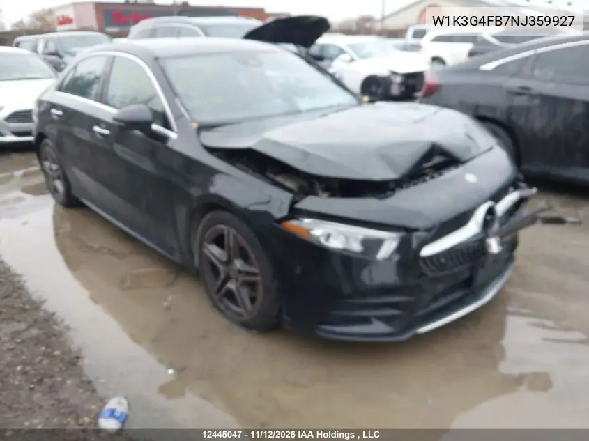 W1K3G4FB7NJ359927 2022 Mercedes-Benz