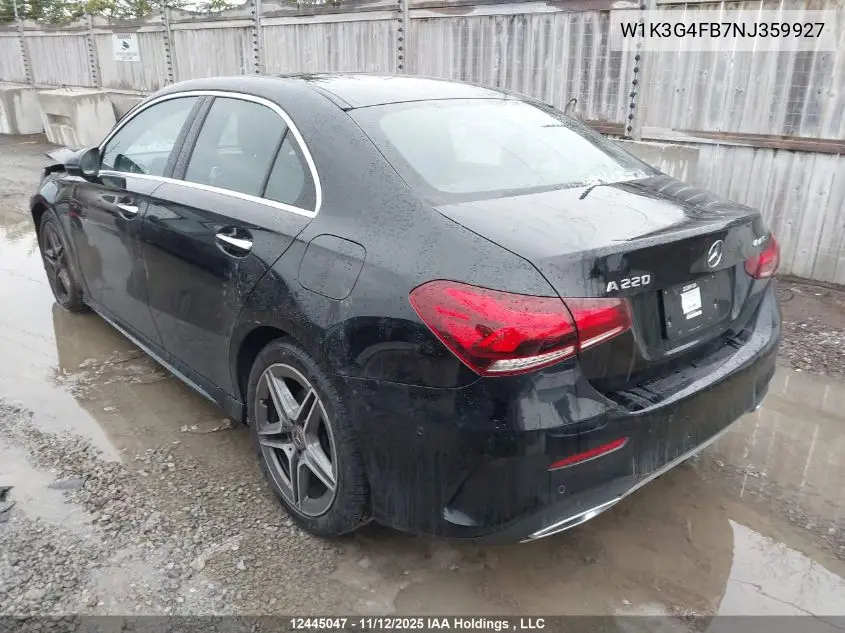 W1K3G4FB7NJ359927 2022 Mercedes-Benz