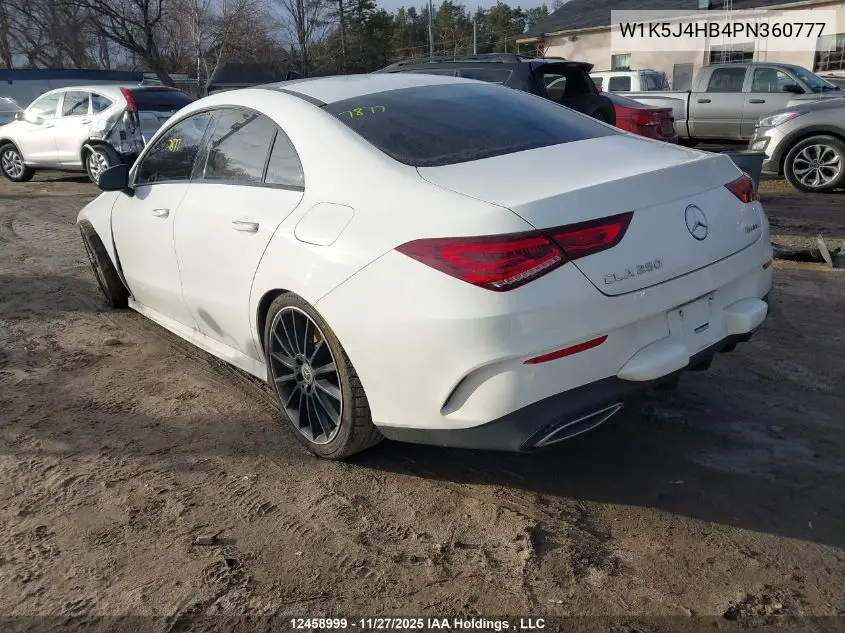 W1K5J4HB4PN360777 2023 Mercedes-Benz Cla 250 Coupe 4Matic