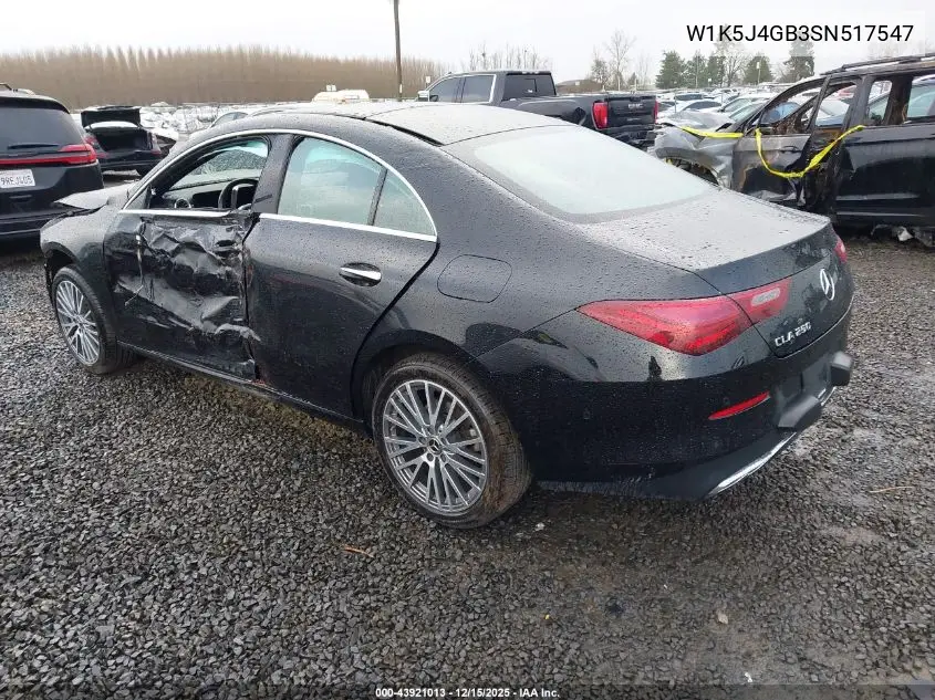 W1K5J4GB3SN517547 2025 Mercedes-Benz Cla 250 Coupe