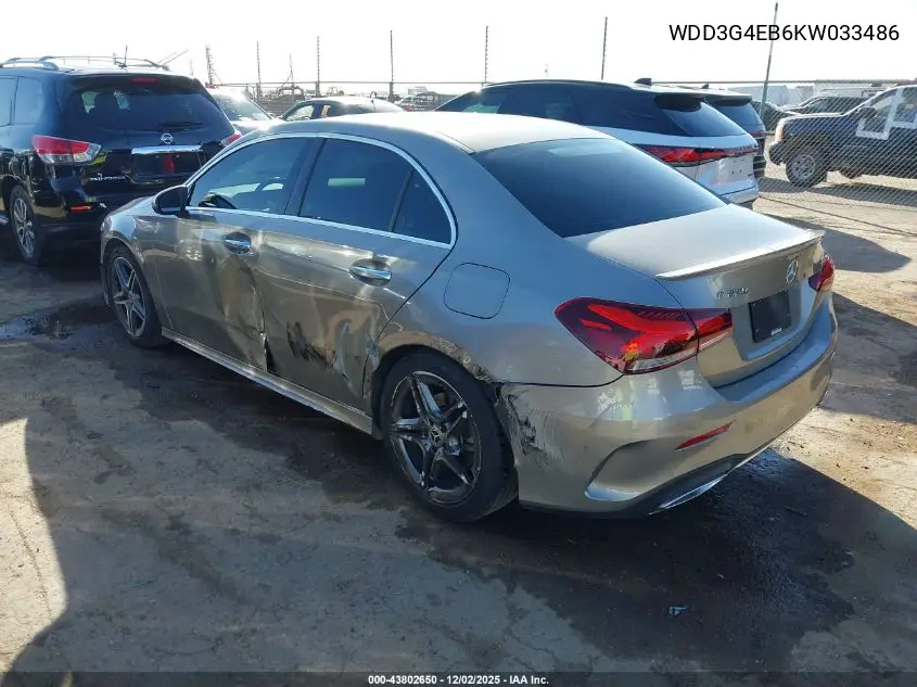 WDD3G4EB6KW033486 2019 Mercedes-Benz A 220