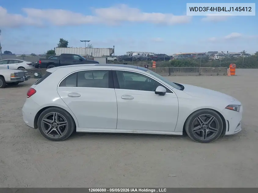 2020 Mercedes-Benz A 250 4Matic VIN: WDD3F4HB4LJ145412 Lot: 12606080