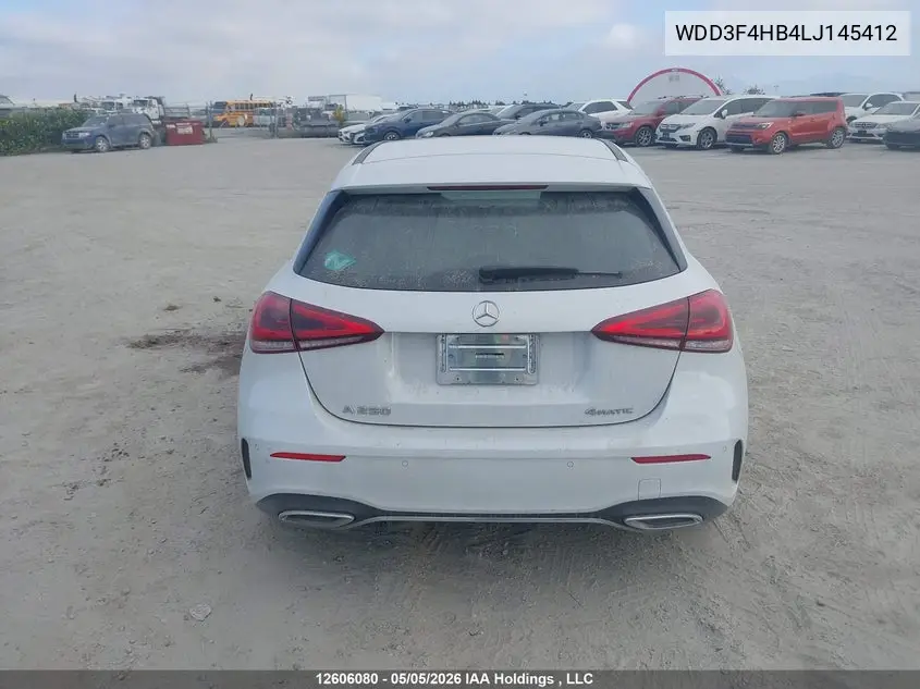 2020 Mercedes-Benz A 250 4Matic VIN: WDD3F4HB4LJ145412 Lot: 12606080
