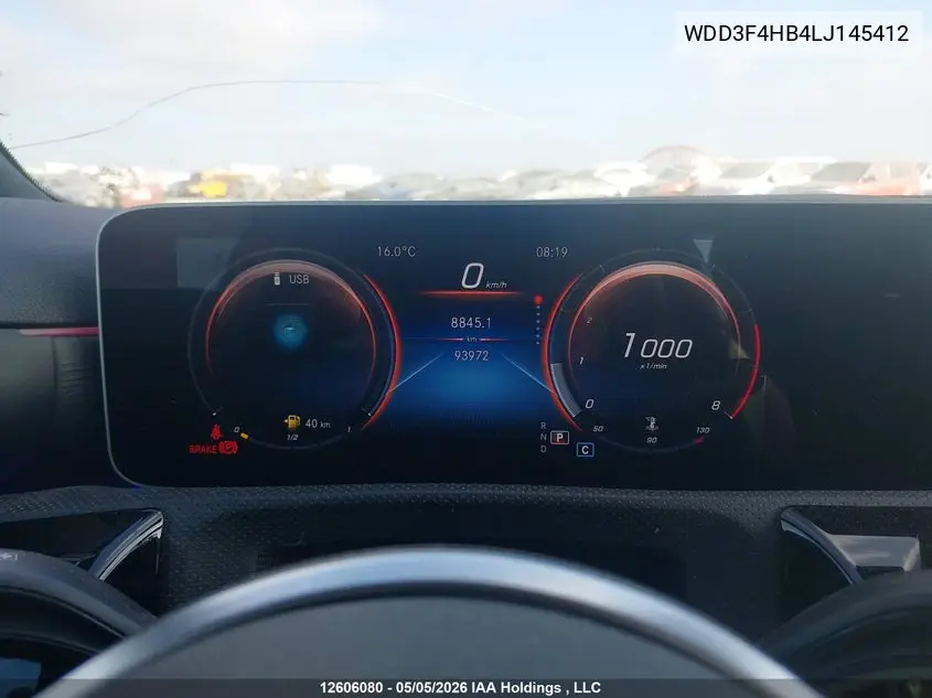 2020 Mercedes-Benz A 250 4Matic VIN: WDD3F4HB4LJ145412 Lot: 12606080