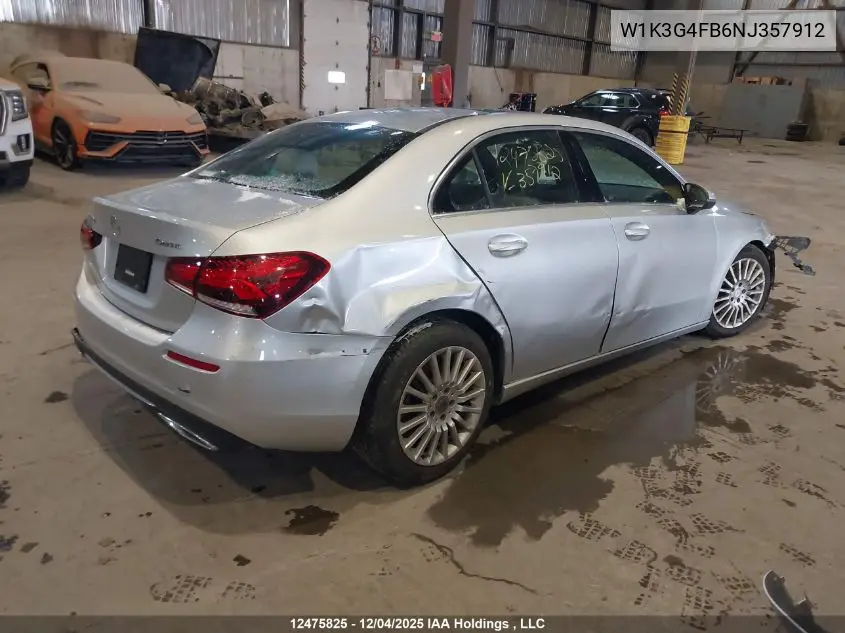 W1K3G4FB6NJ357912 2022 Mercedes-Benz A 220 4Matic