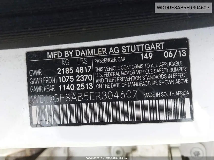 WDDGF8AB5ER304607 2014 Mercedes-Benz C 300 Sport 4Matic