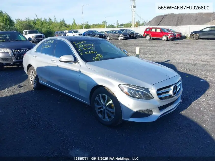 55SWF4KB7FU026800 2015 Mercedes-Benz C 300 4Matic