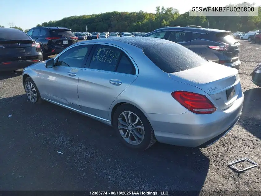55SWF4KB7FU026800 2015 Mercedes-Benz C 300 4Matic