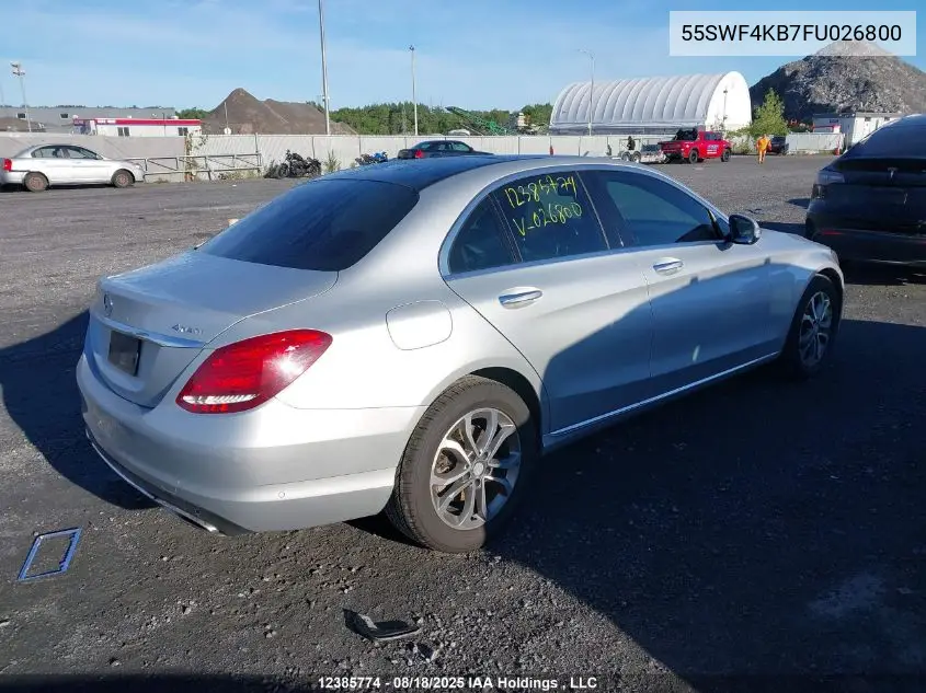 55SWF4KB7FU026800 2015 Mercedes-Benz C 300 4Matic