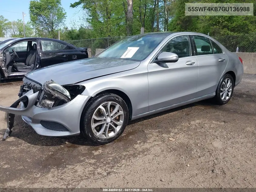 2016 Mercedes-Benz C 300 4Matic VIN: 55SWF4KB7GU136988 Lot: 44855152