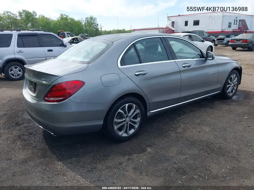 2016 Mercedes-Benz C 300 4Matic VIN: 55SWF4KB7GU136988 Lot: 44855152