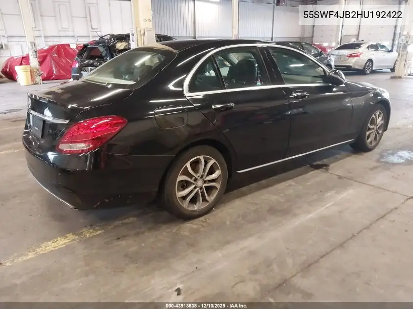 55SWF4JB2HU192422 2017 Mercedes-Benz C 300