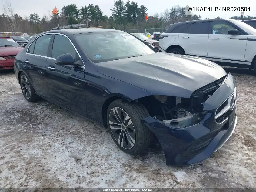 W1KAF4HB4NR020504 2022 Mercedes-Benz C 300 4Matic