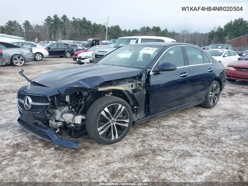 W1KAF4HB4NR020504 2022 Mercedes-Benz C 300 4Matic