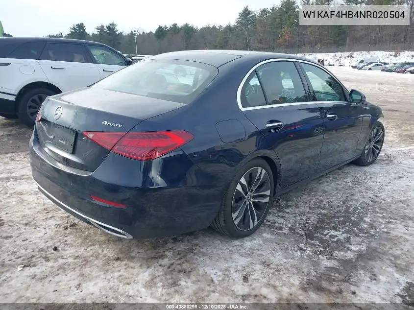 W1KAF4HB4NR020504 2022 Mercedes-Benz C 300 4Matic