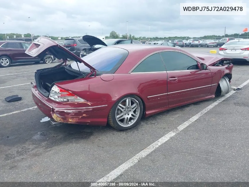 WDBPJ75J72A029478 2002 Mercedes-Benz Cl 500