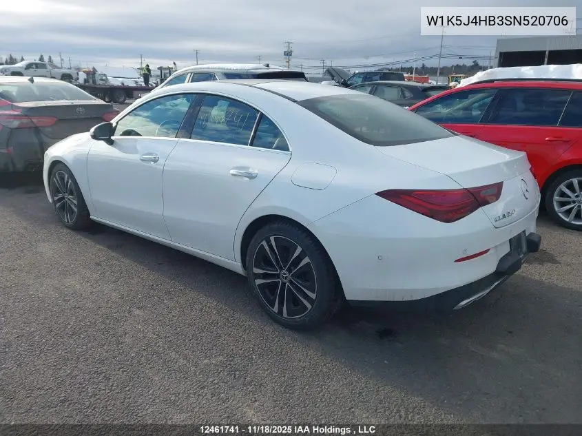 W1K5J4HB3SN520706 2025 Mercedes-Benz Cla 250 4Matic