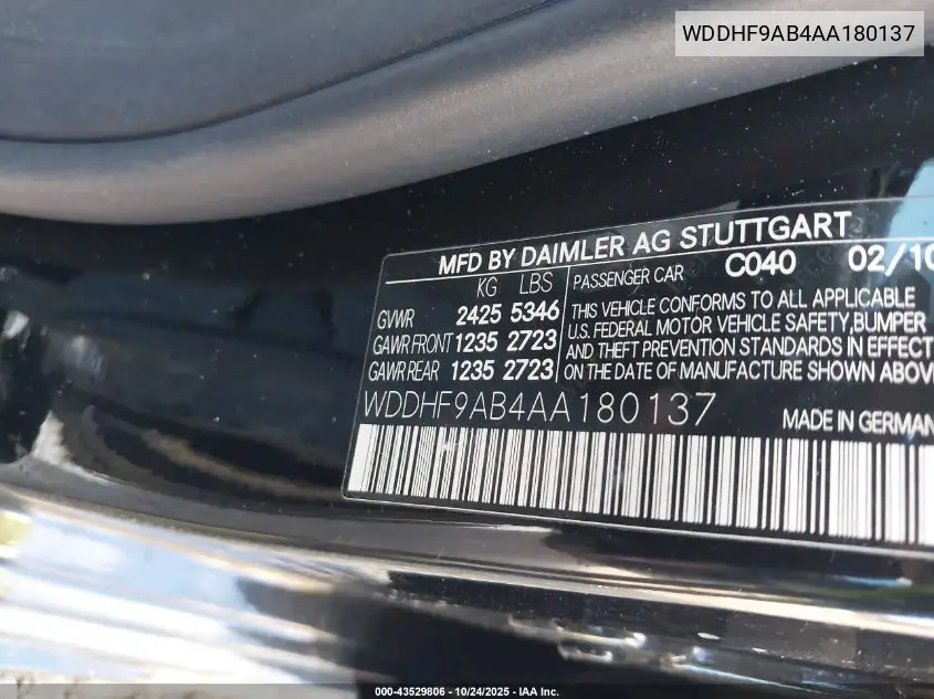 WDDHF9AB4AA180137 2010 Mercedes-Benz E 550 4Matic
