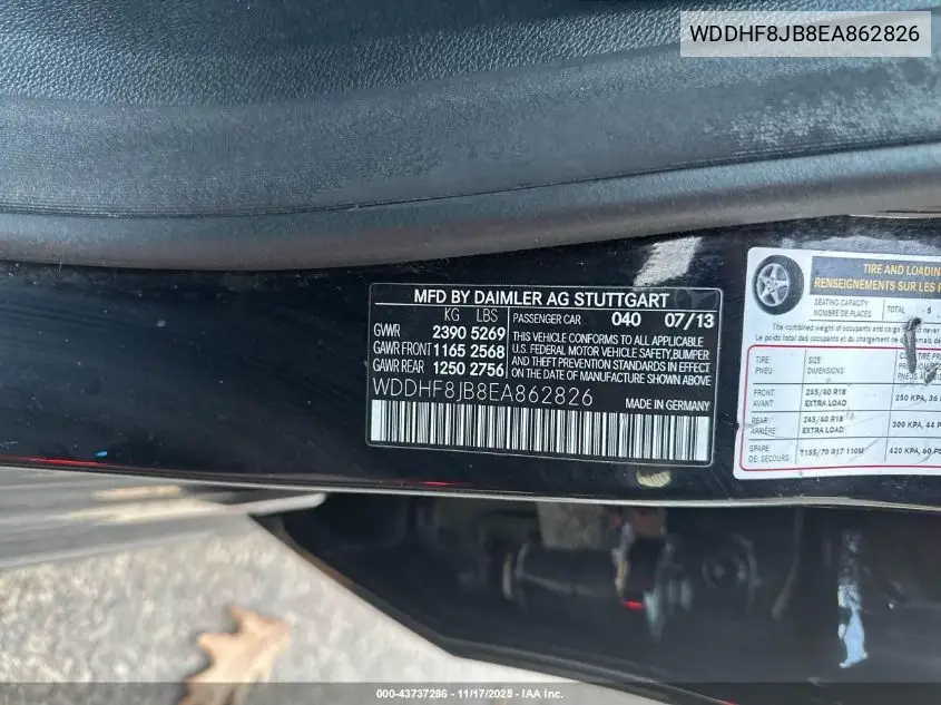 WDDHF8JB8EA862826 2014 Mercedes-Benz E 350 4Matic