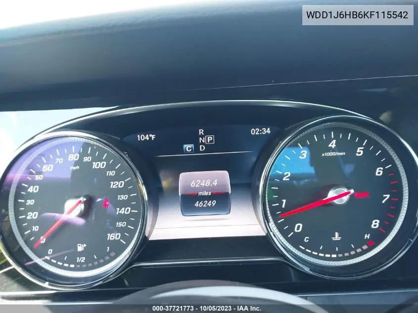 Auction sale of the 2019 Mercedes Benz E klasse , vin: WDD1J6HB6KF115542, lot number: 37721773