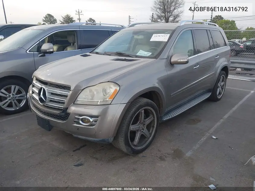 4JGBF86E18A316792 2008 Mercedes-Benz Gl 550 4Matic