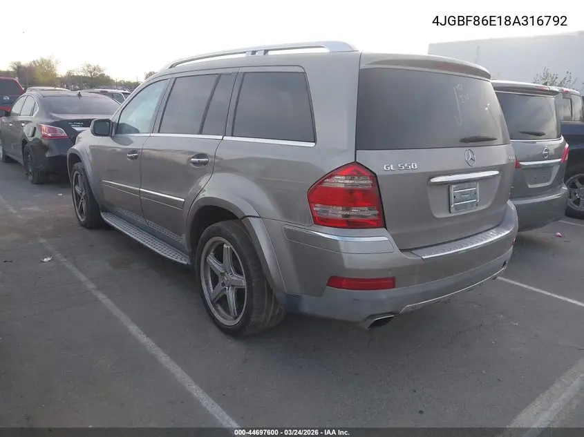 4JGBF86E18A316792 2008 Mercedes-Benz Gl 550 4Matic