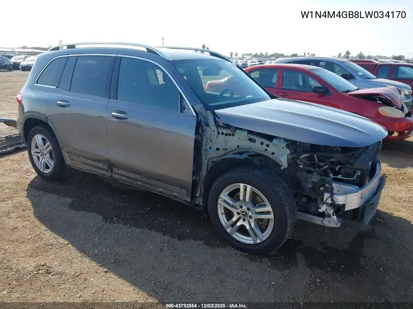 W1N4M4GB8LW034170 2020 Mercedes-Benz Glb 250