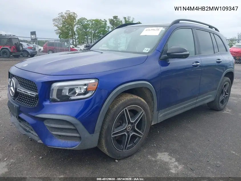W1N4M4HB2MW109347 2021 Mercedes-Benz Glb 250 4Matic