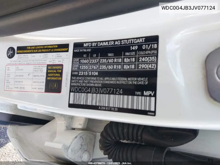 WDC0G4JB3JV077124 2018 Mercedes-Benz Glc 300