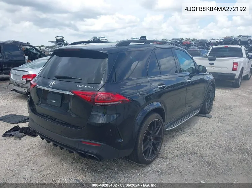 2021 Mercedes-Benz Amg Gle 63 S 4Matic VIN: 4JGFB8KB4MA272192 Lot: 40285402