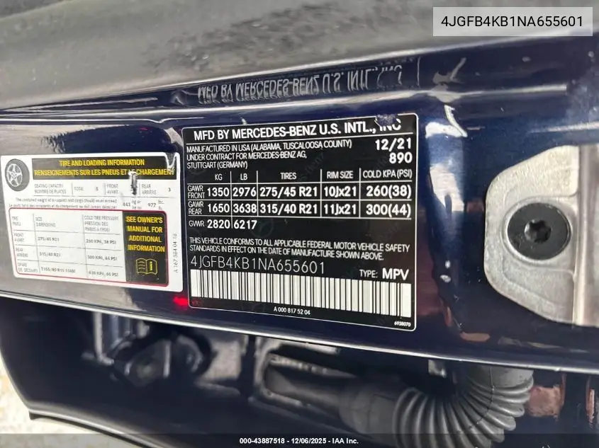 4JGFB4KB1NA655601 2022 Mercedes-Benz Gle 350 4Matic