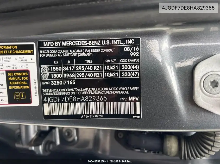 4JGDF7DE8HA829365 2017 Mercedes-Benz Gls 550 4Matic