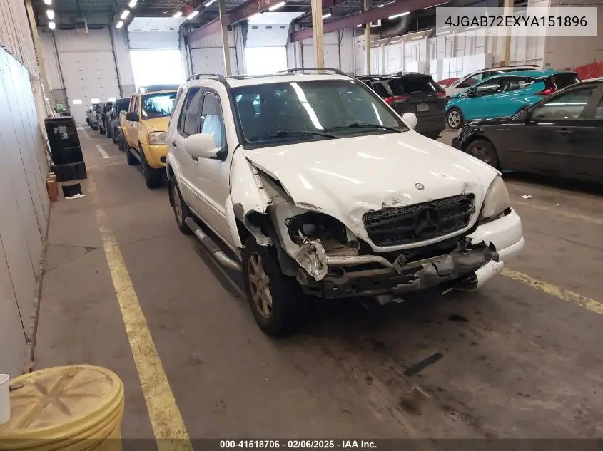 2000 Mercedes-Benz Ml 430 VIN: 4JGAB72EXYA151896 Lot: 41518706