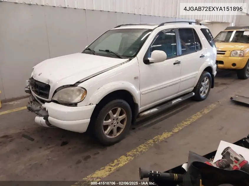2000 Mercedes-Benz Ml 430 VIN: 4JGAB72EXYA151896 Lot: 41518706