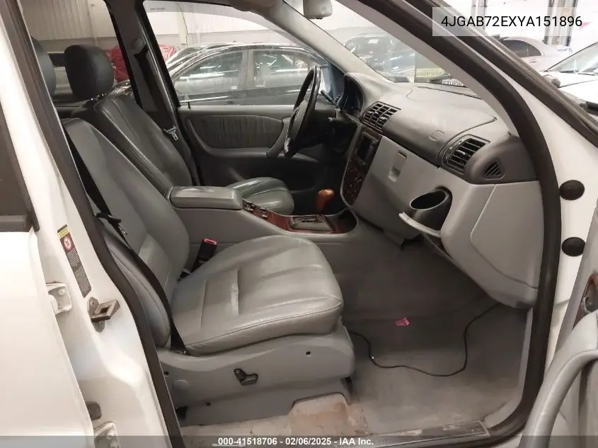 2000 Mercedes-Benz Ml 430 VIN: 4JGAB72EXYA151896 Lot: 41518706