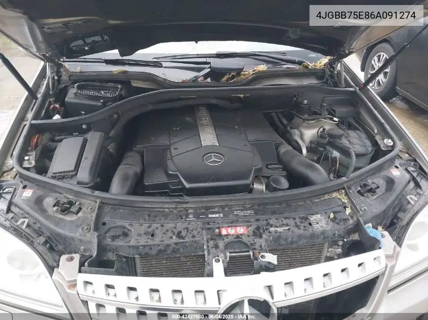 2006 Mercedes-Benz Ml 500 4Matic VIN: 4JGBB75E86A091274 Lot: 42427580