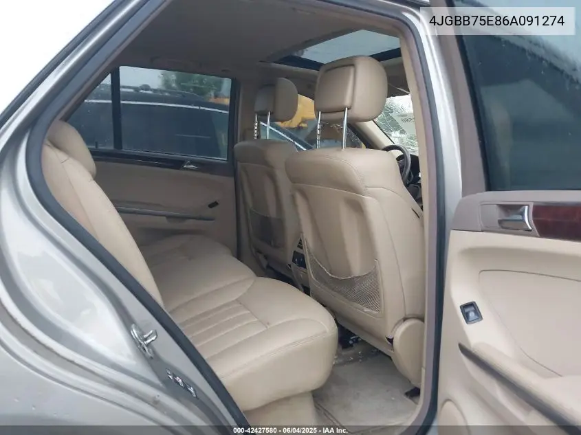 2006 Mercedes-Benz Ml 500 4Matic VIN: 4JGBB75E86A091274 Lot: 42427580