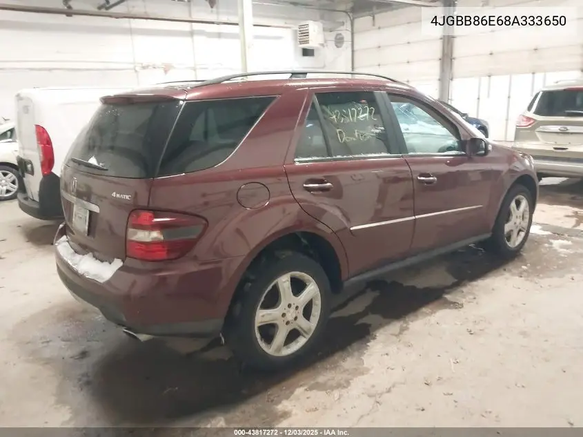 4JGBB86E68A333650 2008 Mercedes-Benz Ml 350 4Matic