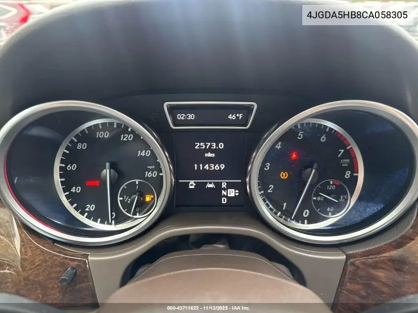 4JGDA5HB8CA058305 2012 Mercedes-Benz Ml 350 4Matic