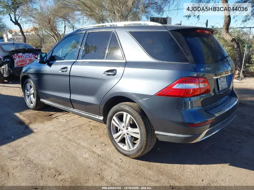 4JGDA5HB3CA044036 2012 Mercedes-Benz Ml 350 4Matic