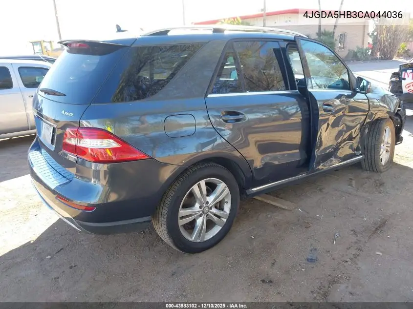 4JGDA5HB3CA044036 2012 Mercedes-Benz Ml 350 4Matic