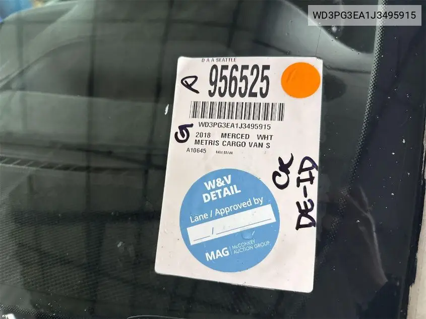 WD3PG3EA1J3495915 2018 Mercedes-Benz Metris