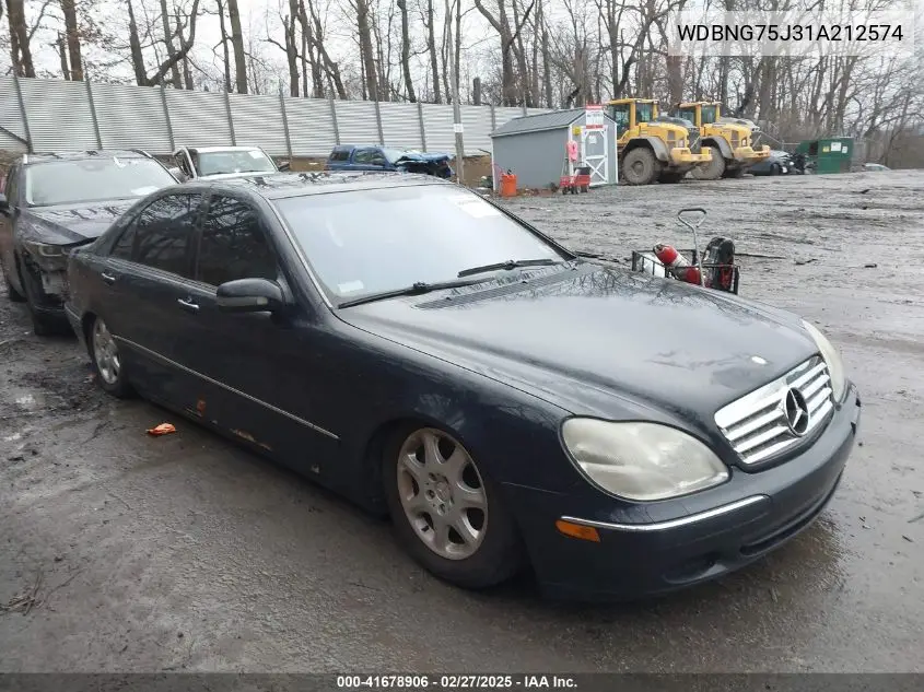 2001 Mercedes-Benz S 500 VIN: WDBNG75J31A212574 Lot: 41678906