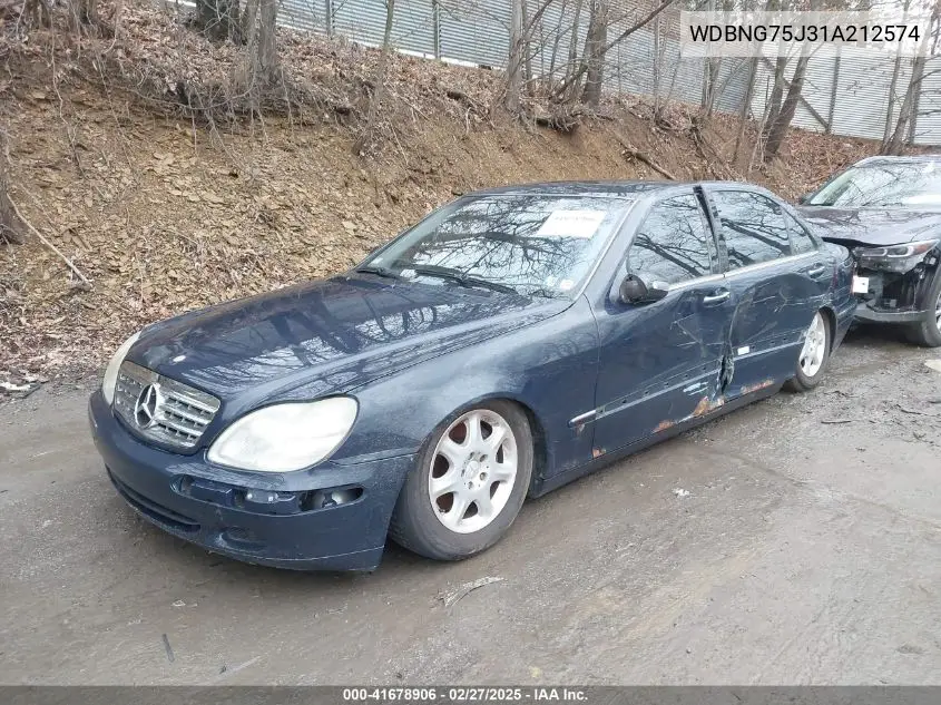 2001 Mercedes-Benz S 500 VIN: WDBNG75J31A212574 Lot: 41678906