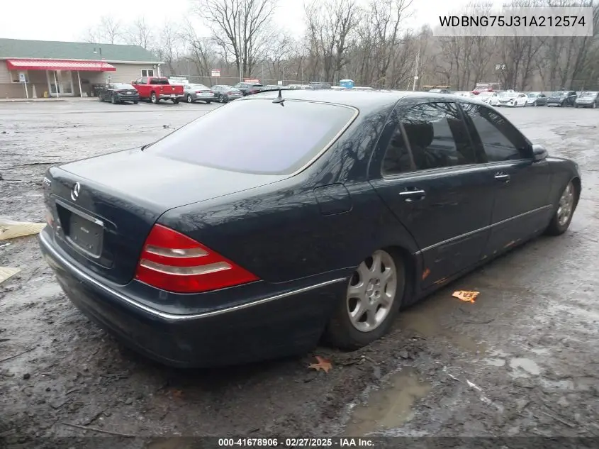 2001 Mercedes-Benz S 500 VIN: WDBNG75J31A212574 Lot: 41678906