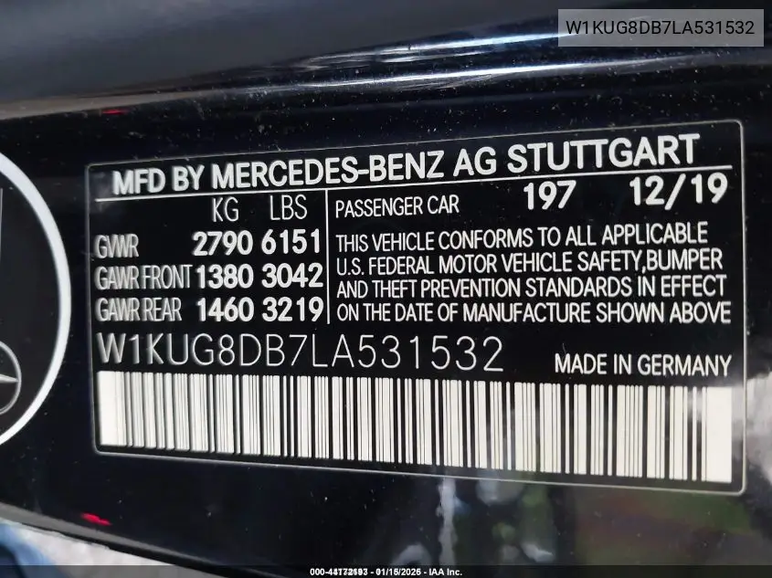 W1KUG8DB7LA531532 2020 Mercedes-Benz S 560