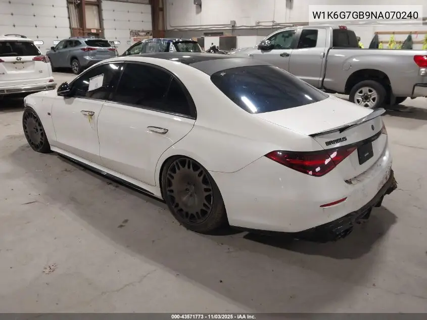 W1K6G7GB9NA070240 2022 Mercedes-Benz S 580 4Matic