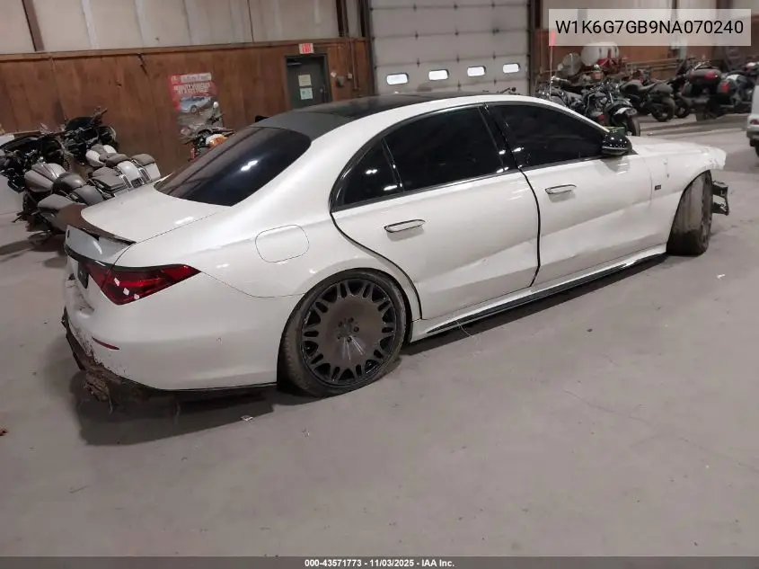 W1K6G7GB9NA070240 2022 Mercedes-Benz S 580 4Matic